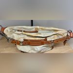 Coach  Carly Cream Signature Canvas Tan Leather Hobo Turn Lock Y2K Shoulder Bag Photo 6