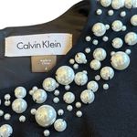 Calvin Klein  Sleeveless Sheath Dress Black w/ Pearl Bead Trim Size 4 Women's Photo 9