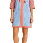 Gretchen Scott Designs Blue Striped Odessa Embroidered Tunic Dress With … Size L Photo 0
