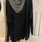 Eileen Fisher Gray and Black Colorblock Lightweight Hoodie XL Photo 3