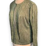Vintage Lana Lee Petite Metallic Gold Textured Open Front Long Sleeve Cardigan Black Size undefined Photo 2