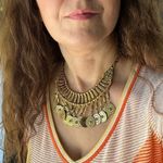 None Boho Gypsy coins necklace in gold tone metal and rhine stones Photo 5