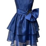 Blue Short Formal Dress Size 12 Corset Top Fit & Flair Layer Skirt Noir Lazaro Photo 0