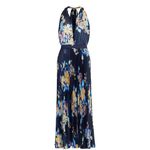 L'IDEE Moderniste Floral Halter Maxi Blue and Yellow gown NWOT Size XS Photo 3