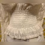 NWOT Smocked waist long sleeve Lace top in white size S/M Photo 2