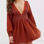 Free People Orange Long Sleeve Sugar Pie Babydoll A line Dress Photo 0