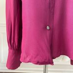 Vintage 70s Cranberry Crepe Dagger Barrymore Collar Blouse XS Red Photo 5
