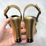 Giuseppe Zanotti NEW  Arya Leather Chain Link Block Heel Sandals Sexy Gold 35.5 Photo 6