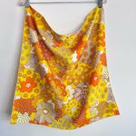 Vintage 60s 70s Mod Retro Yellow and‎ Orange Flower Scarf Brady Bunch 21 X 21 Photo 2
