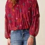 Free People  “Wildflower Honey” Nylon Mesh Floral Top size small Photo 0