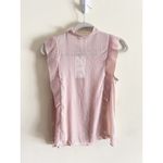 ZARA  Women's Sheer Ruffle Button Up Sleeveless Blouse SIZE SMALL‎ NWT Blush Pink Photo 2