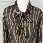 Impressions  Vintage 80's-90's Sheer Zebra/Cheetah Blouse w Removable Neck Tie-XL Photo 1