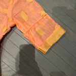 Indian Pakistani New Light Peach & Gold Organza Cotton Blend Stitched 2pc Suit Size M Photo 3