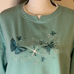 Hasting & Smith  Blue Embroidered Butterfly Sweatshirt Photo 1