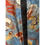 Vintage 100% Silk Blue Floral Bomber Jacket Women's Size XL Shoulder Pads Photo 1