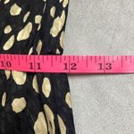 Tuleh Black Gold Animal Leopard Print 100% Silk High Neck Blouson Midi Dress XS Photo 10