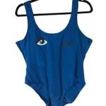 No Boundaries  One Piece Swimsuit Cheeky High Leg Removable Cups Wink Blue XL Photo 0
