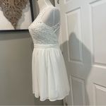 Lulus  Romantic Tale White Lace Skater Dress Size Small With Open Key Hole Back Photo 15