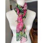 Women’s Floral Green & Pink Multicolored Scarf Photo 2