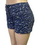 Wall Flower  High Rise Waist Blue Paisley Cuffed Stretch Shorts Juniors 9 Photo 0