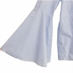 ZARA  Flare Bell Sleeve Striped Pinstripes V Neck Cotton Blue Blouse Top XS Photo 7