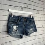 American Eagle  Distressed High-Waist Jean Shorts 0 Super Stretch Casual Summer Photo 1