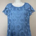 Talbots  Dress Sunflower Lace Sheath Short Sleeve Cornflower Blue Size 6 Feminine Photo 5