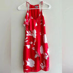Chelsea28  Floral Ruffle Halter Dress with Slit, Red/White, Tropical, Size XS Photo 1