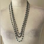 Vera Wang  Multi Layer Green Crystal And Silver Toned Necklace Photo 0