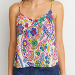 The Impeccable Pig  Crop Top Tank Women’s Size Medium Paisley Neon Racerback Boho Photo 0