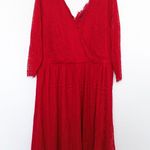 Lane Bryant Womens Dress Size 20 Red Lace Overlay 3/4 Sleeve Party Holiday Chic Photo 0