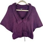 Zoe D. Purple Wine Plum Half Sleeve Button Front Knit Sweater Poncho Size M Size M Photo 0