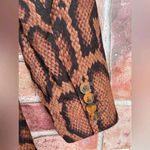 We Wore What SHAPED LONG BLAZER IN BROWN SNAKESKIN SZ 6 Photo 7
