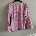 Solitaire ✨  Women’s Red White Striped Bell Sleeve Top Medium Photo 5