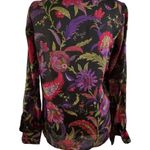Ralph Lauren Vtg satin multicolored fairy core blouse floral print round neck S Photo 2