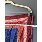 Navy with Green and Red Silk Scarf with Chain and Tassel Print Blue Photo 4