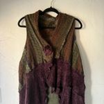 Tolle Amine Women's Asymmetrical Knit Vest Duster Patchwork Boho Art to Wear Green Size XL Photo 1