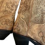 Women’s Distressed Leather Western Snip Toe Pull On Boots, Sz 7.5 Photo 11