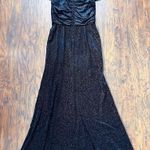 Tadashi Shoji  • black sequin velvet gown draped off shoulder stretch formal Photo 6