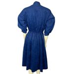 Vintage 80's Sansâge blue gold suede dress puffy sleeves double breasted size S Photo 5