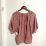Old Navy NWT  Womens Shirt Blouse Pink Velvet Split Neck Short Sleeve Size Large Photo 1