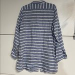 Garnet Hill  WOMENS STRIPED LINEN BLUE WHITE TUNIC BUTTON DOWN SHIRT MEDIUM Photo 4