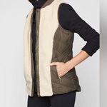 Athleta Responsible Down Puffer/Fleece Tundra Vest | Two Toned Olive/Cream | M Photo 0