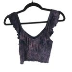 American Eagle  Womens Ruched Ruffle Soft & Sexy Crop Top Gray XS Photo 1