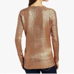 Ella Moss Elsa‎ Moss Beatrix Metallic Copper Penny V Neck Zipper Hem Tunic Sweater Medium Photo 4