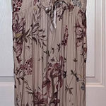 Chaser ‎ Maternity Ruffled Beige Floral Maxi Dress Size M 44" Long x 15" PTP Photo 0