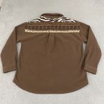 Kori America Fleece Shirt Women XL Brown Animal Print Long Sleeve Button Front Photo 6