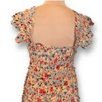 SEA New York Silk Floral Midi Dress Smocked Waist Flutter Sleeve Large New Yellow Photo 6