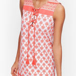 Talbots Cabana Life UPF 50 Geometric Print Sleeveless Tassel Tie Swim Dress XL Pink Photo 0