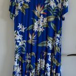 Aloha hut Hawaiian print tiered dress tropical floral Hawaii plumeria Blue Size XL Photo 0